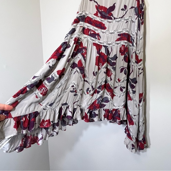 Free People Voile Trapeze Slip Dress Floral Lace Boho Size XS - Picture 7 of 11